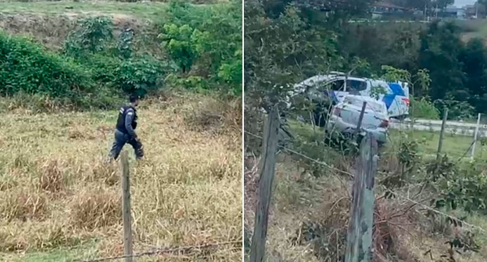 Perseguição termina com carro capotado, troca de tiros e três detidos em Aracruz