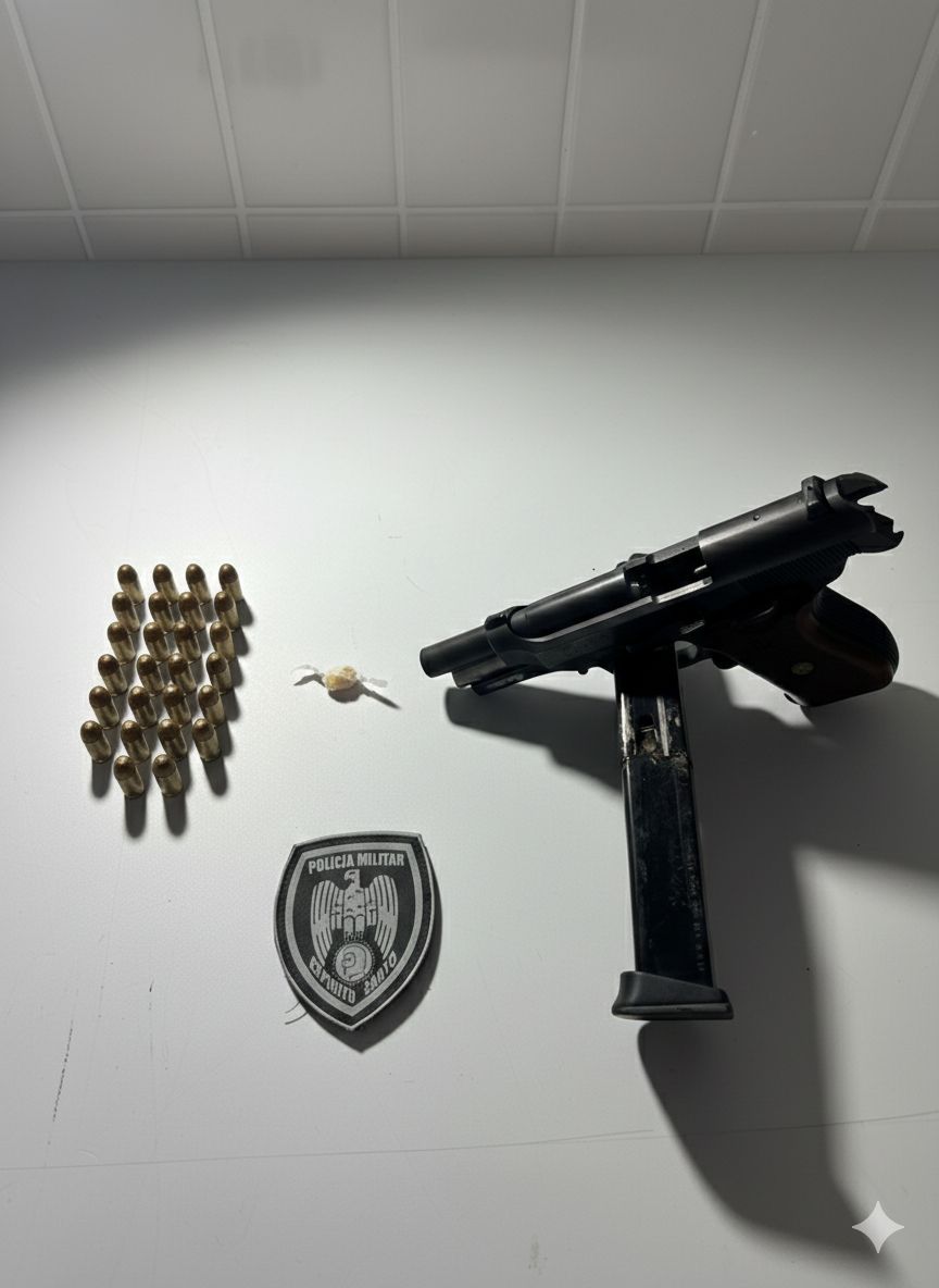 Polícia Militar apreende arma, drogas e munições durante operação no bairro Irajá, em Aracruz
