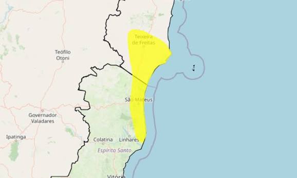 Aracruz entre as cidades em alerta amarelo para ventos costeiros